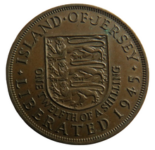 Load image into Gallery viewer, Island of Jersey Liberated 1945 1/12th of a Shilling Coin
