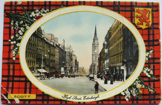 Vintage Postcard of High Street, Edinburgh Scott Tartan