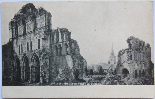 Vintage Postcard of Much Wenlock Abbey & Church 1904