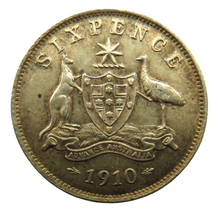 Load image into Gallery viewer, 1910 King Edward VII Australia Sixpence Coin High Grade
