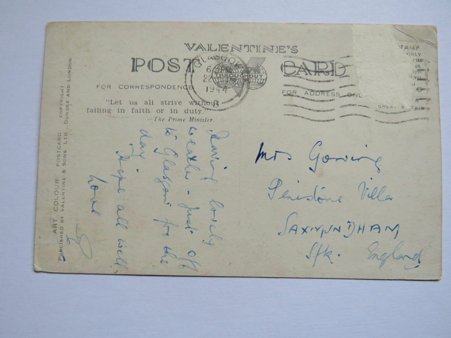 Vintage Postcard of Edinburgh Castle and Ross Fountain