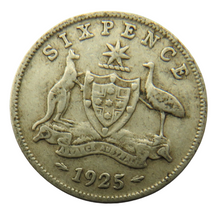 Load image into Gallery viewer, 1925 King George V Australia Silver Sixpence Coin
