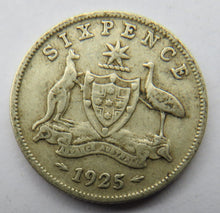 Load image into Gallery viewer, 1925 King George V Australia Silver Sixpence Coin
