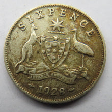 Load image into Gallery viewer, 1928 King George V Australia Silver Sixpence Coin
