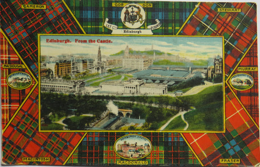 Vintage Postcard of Edinburgh From The Castle - Tartans