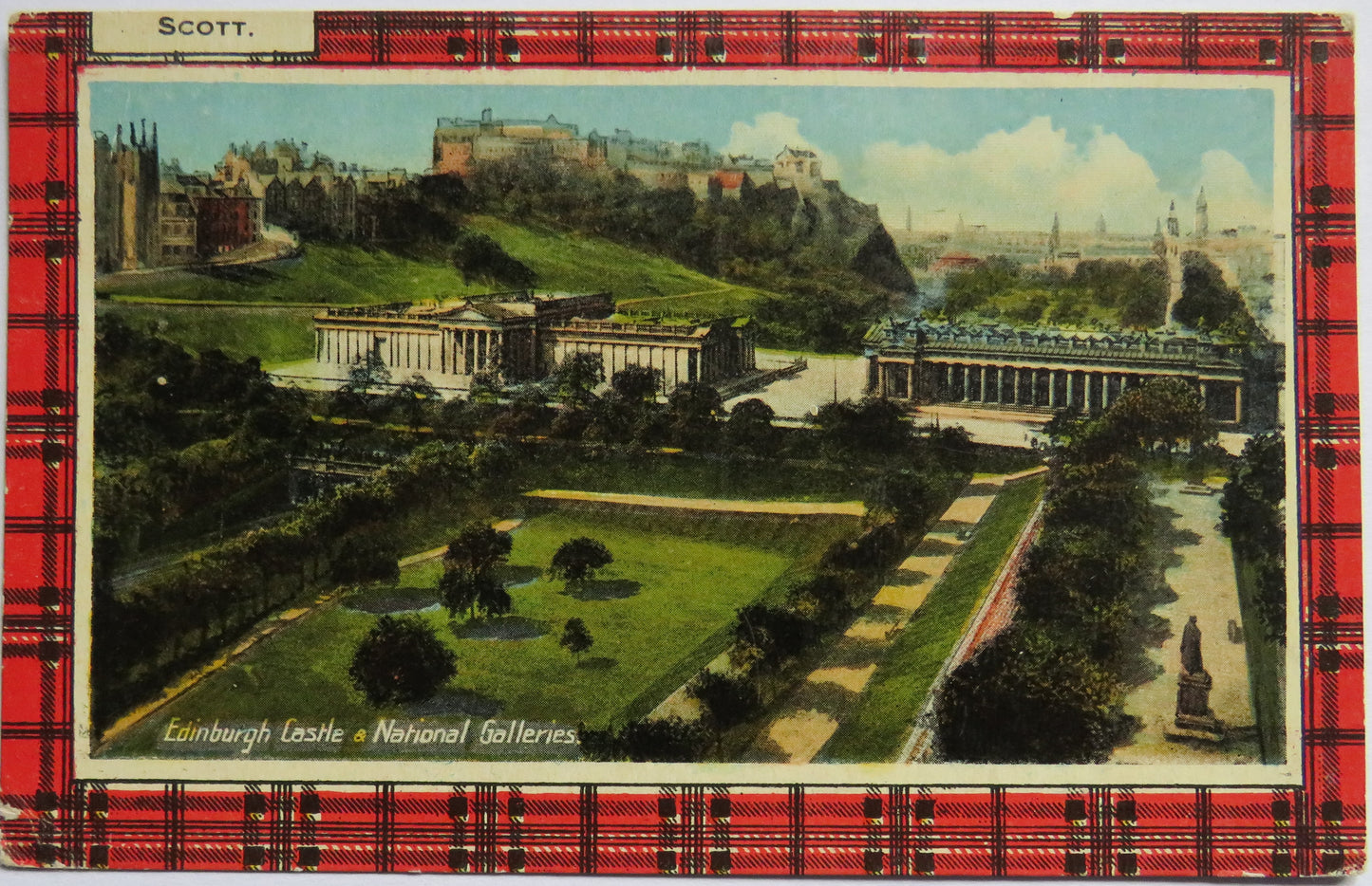 Vintage Postcard of Edinburgh Castle & National Galleries 1927