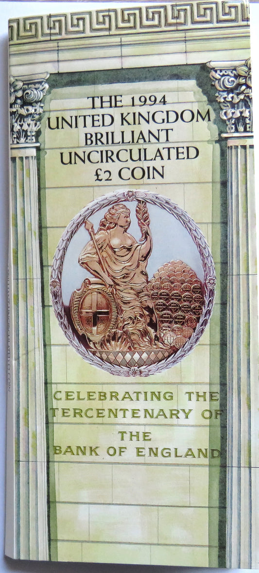 1994 £2 Two Pound Coin Bank of England Tercentenary In Presentation Pack