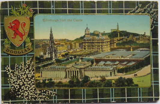 Vintage Postcard of Edinburgh From The Castle Douglas Tartan