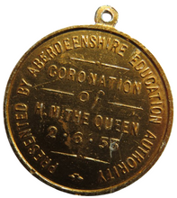 Load image into Gallery viewer, 1953 Elizabeth II Coronation Medal Presented by Aberdeenshire Education Authority
