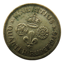 Load image into Gallery viewer, 1946 King George VI Mauritius Silver 1/4 Rupee Coin
