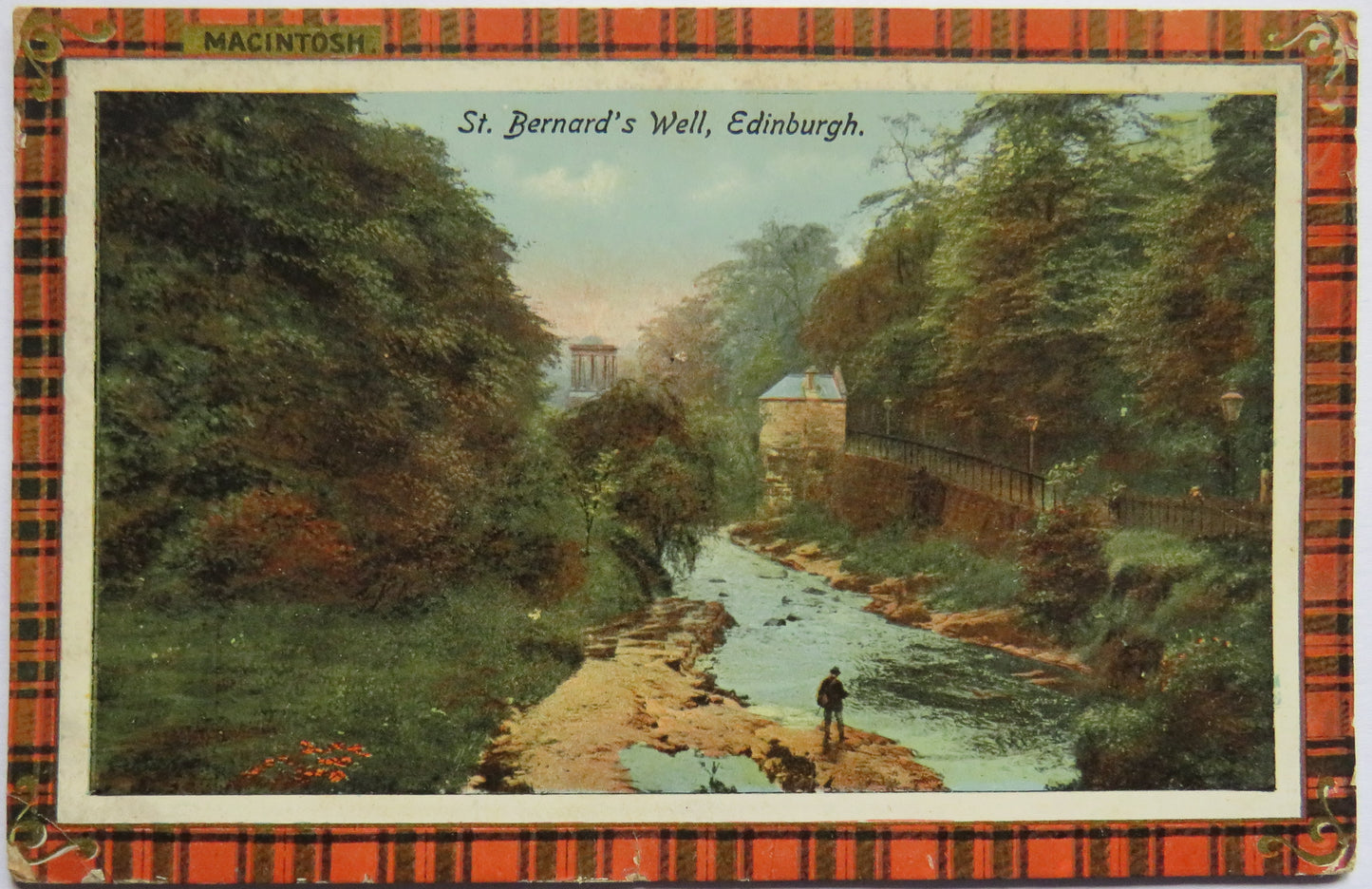 Vintage Postcard of St Bernard's Well, Edinburgh 1915 Macintosh Tartan