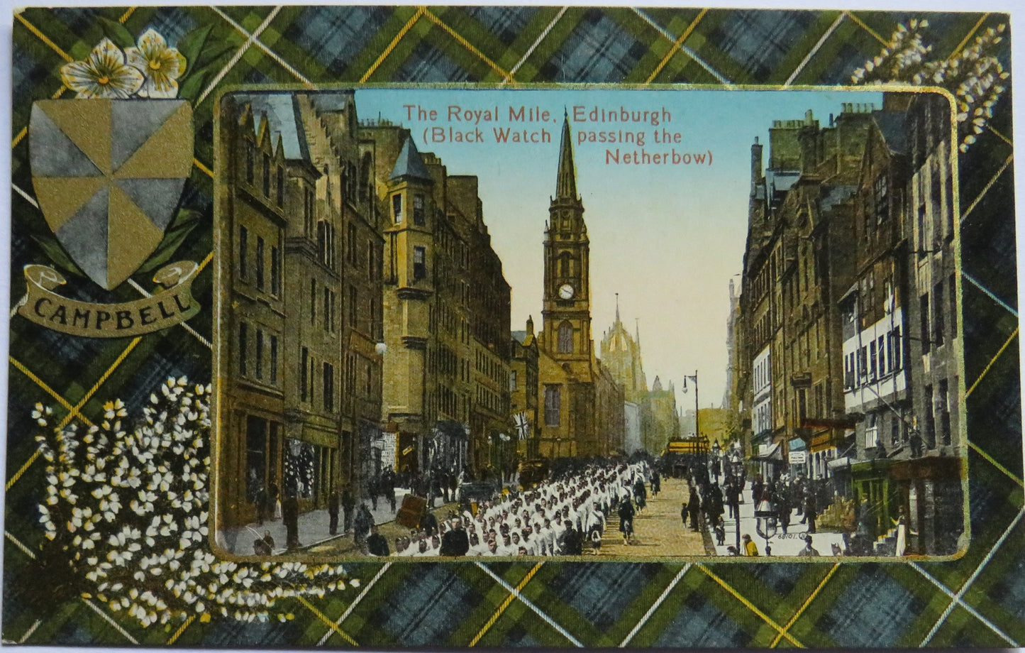Vintage Postcard of The Royal Mile Edinburgh Campbell Tartan