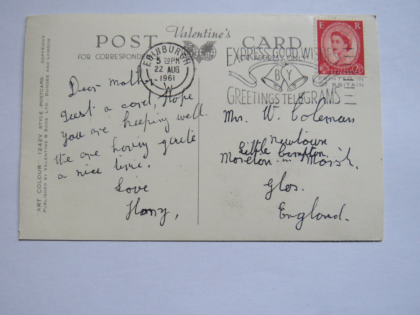 Vintage Postcard of Princess Street and Scott Monument Edinburgh MacLean Tartan