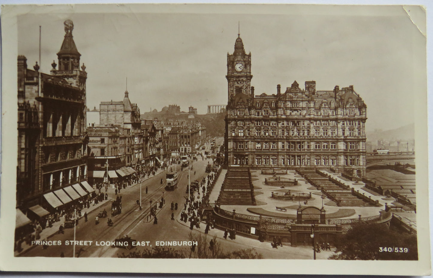 Vintage Postcard of Princess Street Looking East, Edinburgh