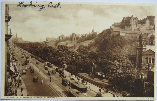 Vintage Postcard of The Castle & Princess Street, Edinburgh