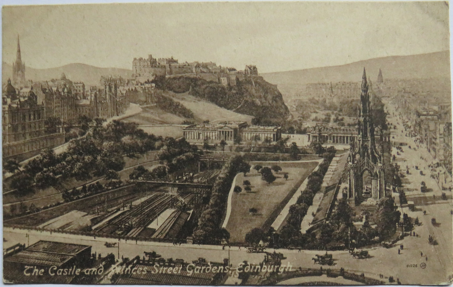 Vintage Postcard of The Castle and Princess Street Gardens Edinburgh