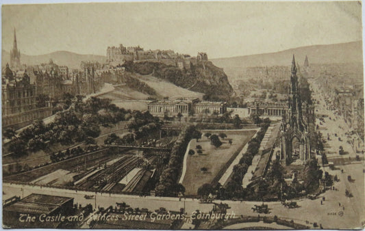 Vintage Postcard of The Castle and Princess Street Gardens Edinburgh