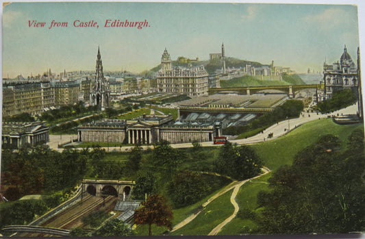 Vintage Postcard of View From Castle, Edinburgh
