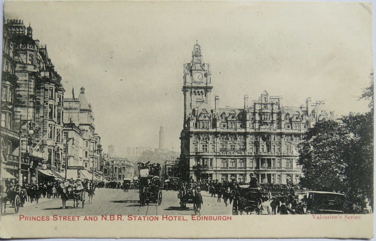 Vintage Postcard of Princess Street and N.B.R. Station Hotel, Edinburgh 1906