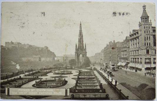 Vintage Postcard of Princess Street, Edinburgh