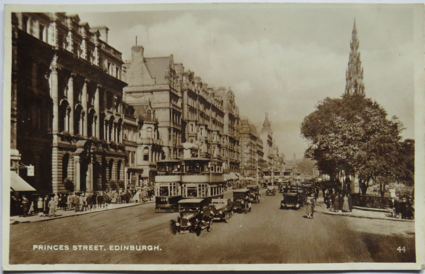 Vintage Postcard of Princess Street Edinburgh 1938