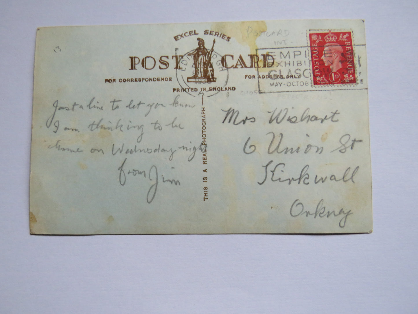 Vintage Postcard of Princess Street Edinburgh 1938