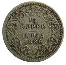 Load image into Gallery viewer, 1886 Queen Victoria India Silver 1/4 Rupee Coin
