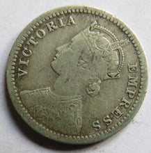 Load image into Gallery viewer, 1886 Queen Victoria India Silver 1/4 Rupee Coin
