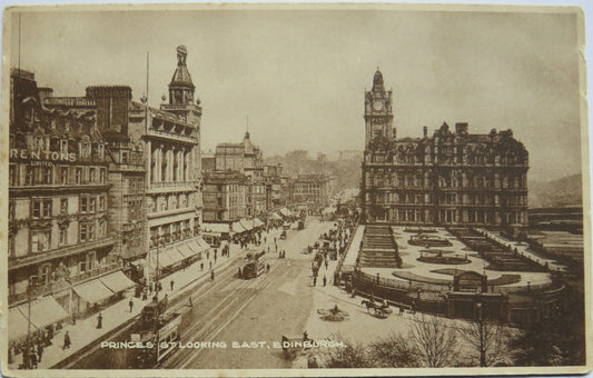 Vintage Postcard of Princess St Looking East, Edinburgh