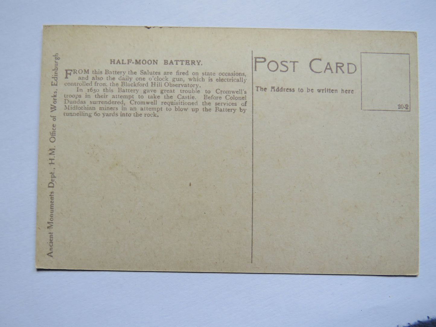 Vintage Postcard of Forewall and Half-Moon Batteries, Edinburgh Castle