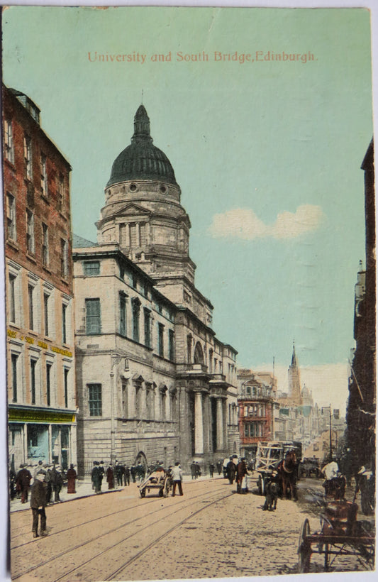 Vintage Postcard of University and South Bridge, Edinburgh