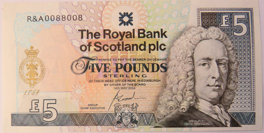 2004 The Royal Bank of Scotland £5 Five Pound Banknote Old Tom Morris