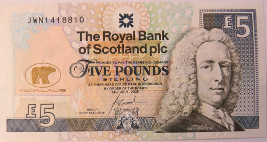 2005 The Royal Bank of Scotland £5 Five Pound Banknote Jack Nichlaus