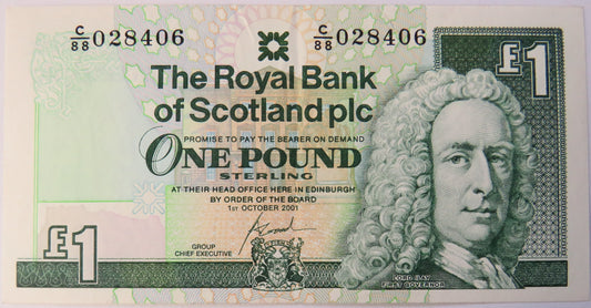 2001 The Royal Bank of Scotland £1 One Pound Banknote