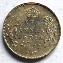 Load image into Gallery viewer, 1907 King Edward VII India Silver 2 Annas Coin High Grade
