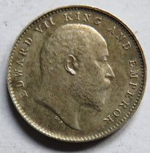 Load image into Gallery viewer, 1907 King Edward VII India Silver 2 Annas Coin High Grade
