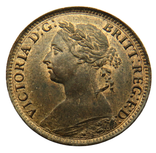 1886 Queen Victoria Bun Head Farthing Coin High Grade - Great Britain