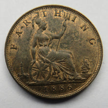 Load image into Gallery viewer, 1886 Queen Victoria Bun Head Farthing Coin High Grade - Great Britain
