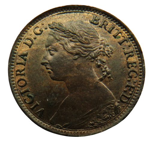 1893 Queen Victoria Bun Head Farthing Coin High Grade - Great Britain