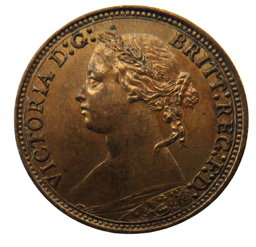 1878 Queen Victoria Bun Head Farthing Coin High Grade - Great Britain