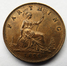 Load image into Gallery viewer, 1878 Queen Victoria Bun Head Farthing Coin High Grade - Great Britain
