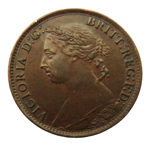 1884 Queen Victoria Bun Head Farthing Coin Higher Grade - Great Britain