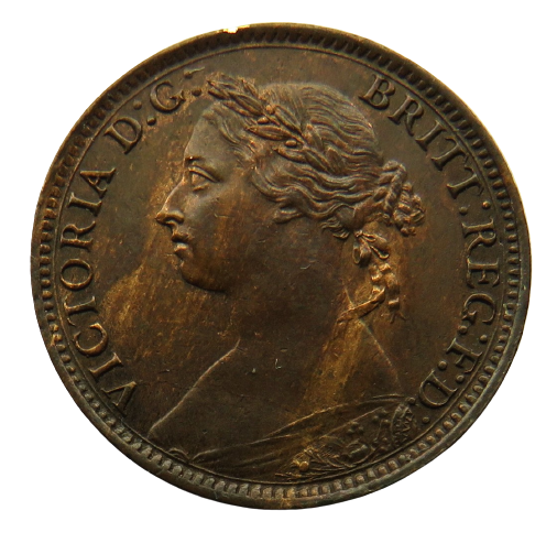 1884 Queen Victoria Bun Head Farthing Coin Higher Grade - Great Britain