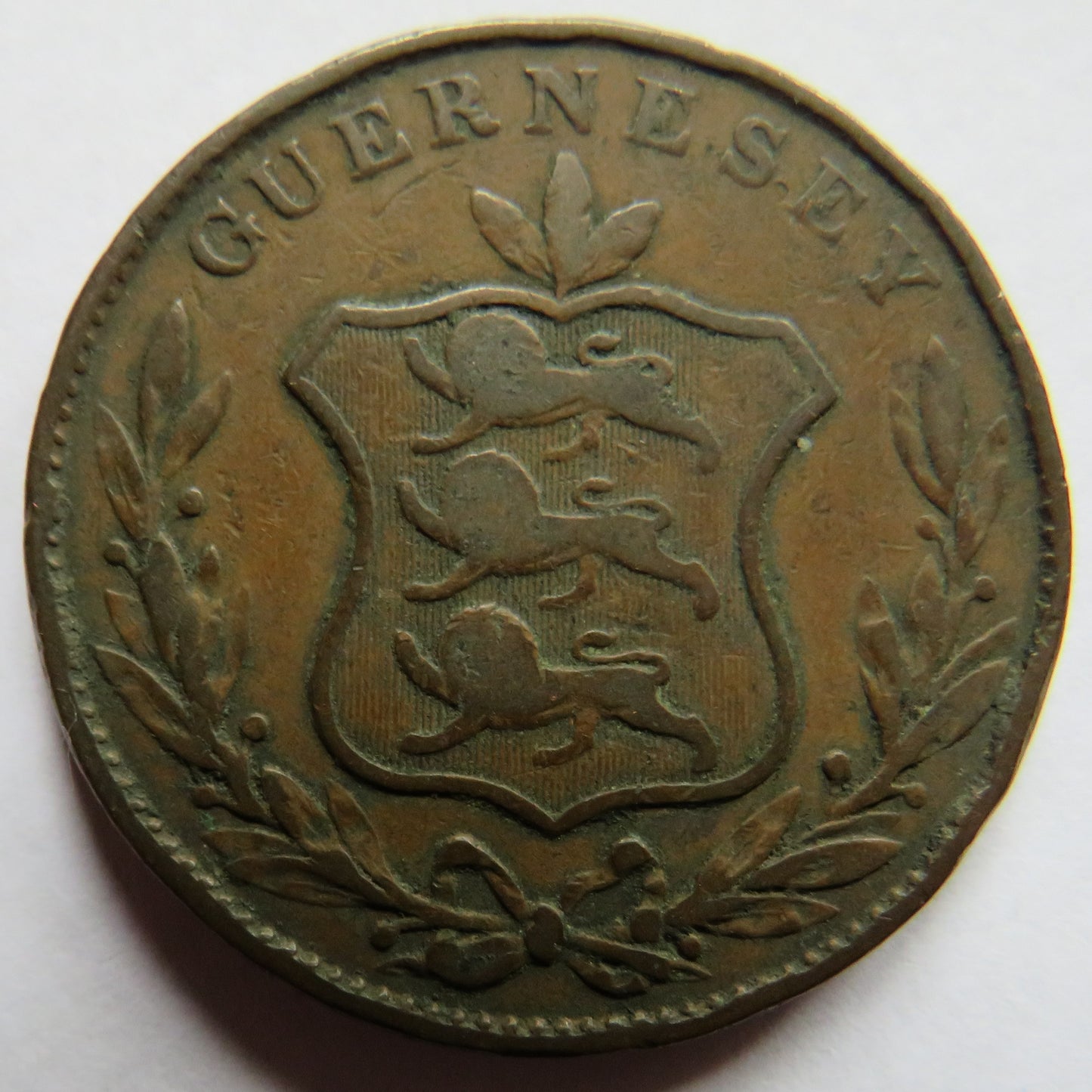 1834 Guernsey 8 Doubles Coin