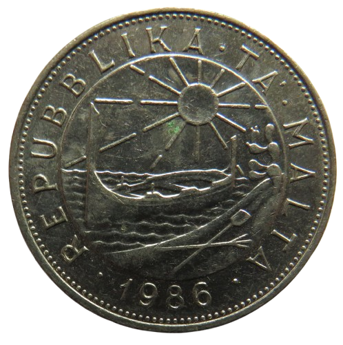 1986 Malta One Lira Coin