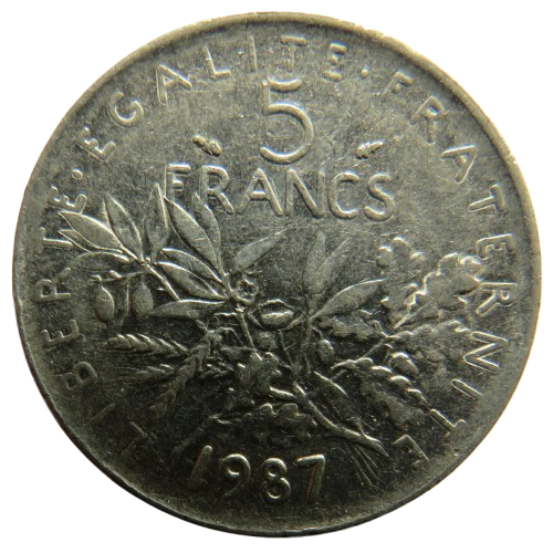 1987 France 5 Francs Coin