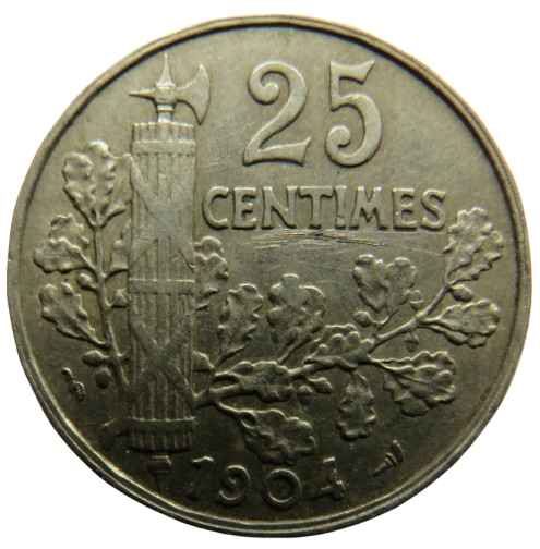 1904 France 25 Centimes Coin