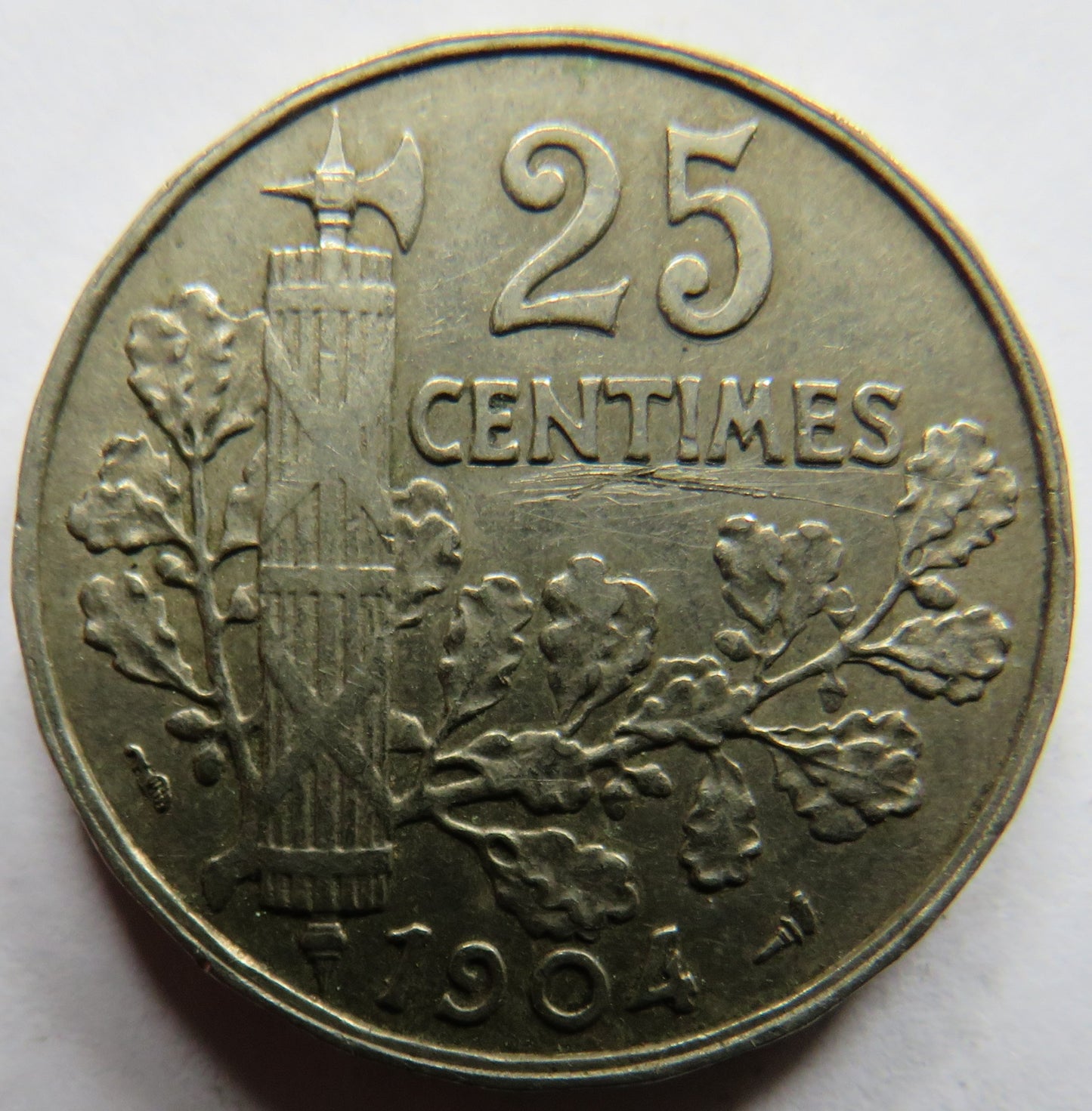 1904 France 25 Centimes Coin