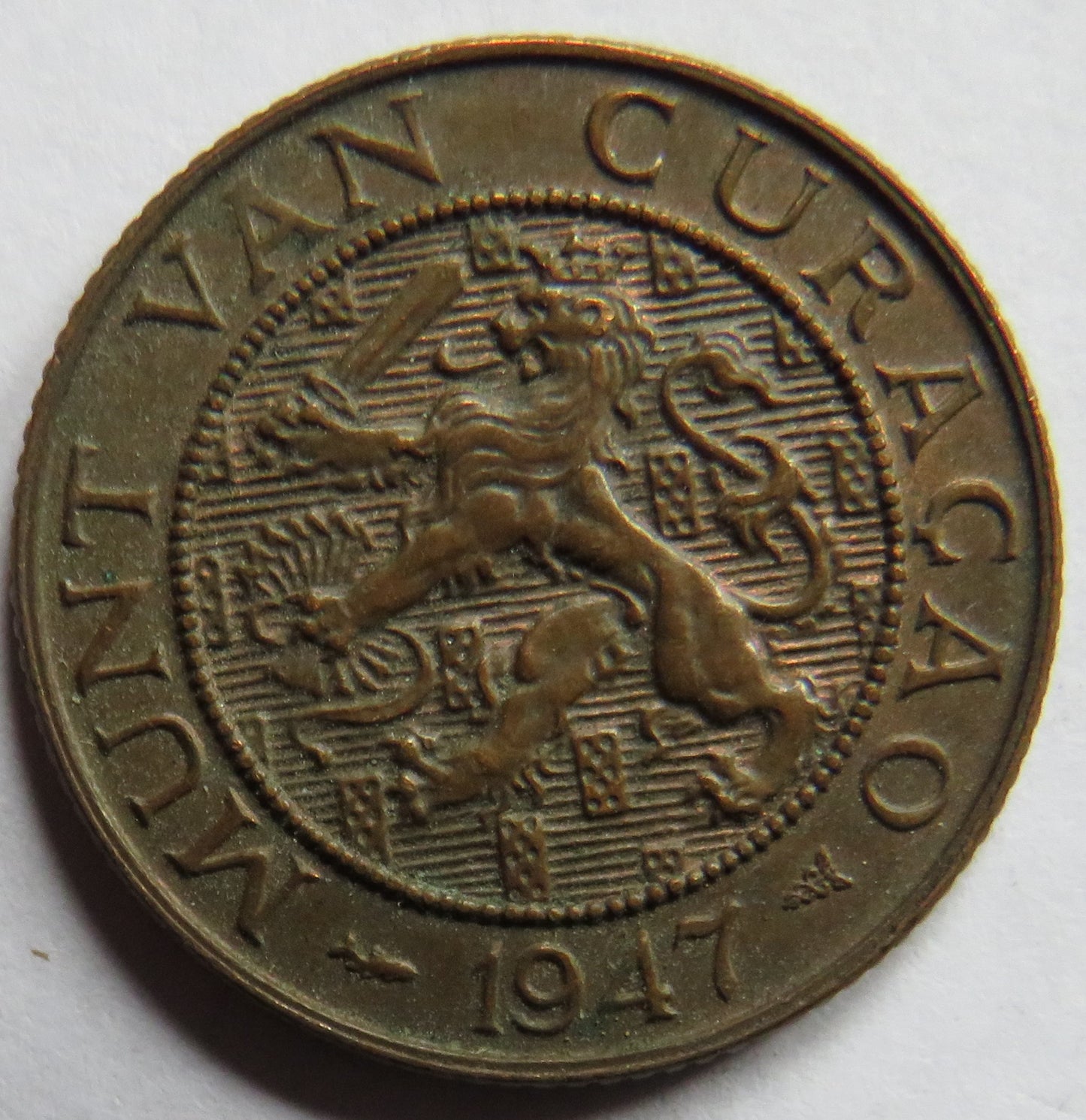 1947 Curacao 2 & 1/2 Cent Coin