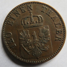 Load image into Gallery viewer, 1863-A German States Prussia 3 Pfennig Coin Excellent Condition
